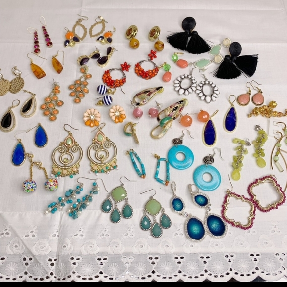 Hand Crafted Jewelry - Bohemian Earrings Large Lot For Wear Or Resell Costume Jewelry Multicolour
